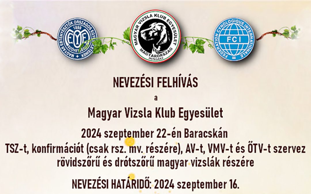 Nevezési felhívás – Baracska – AV, VMV, ŐTV