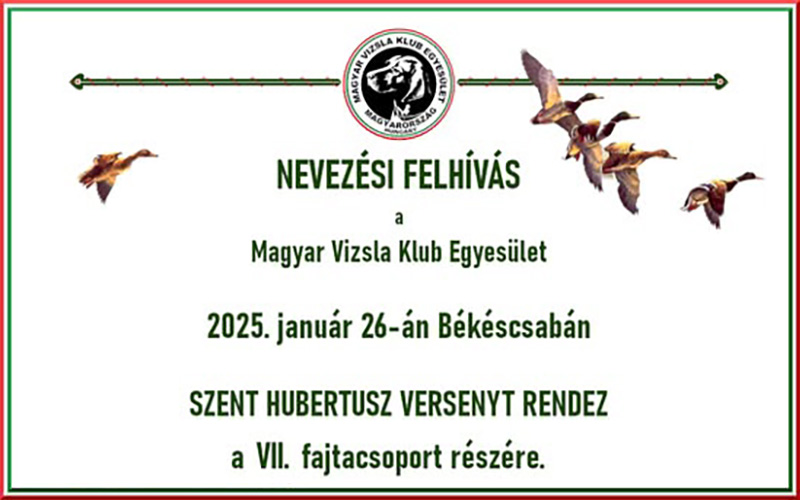 Nevezési felhívás – Szent Hubertusz Békéscsaba