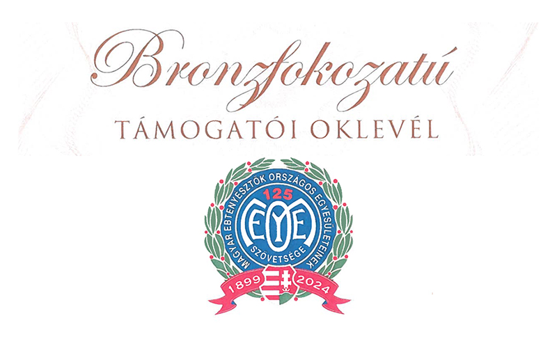 Bronzfokozatú támogatói oklevél